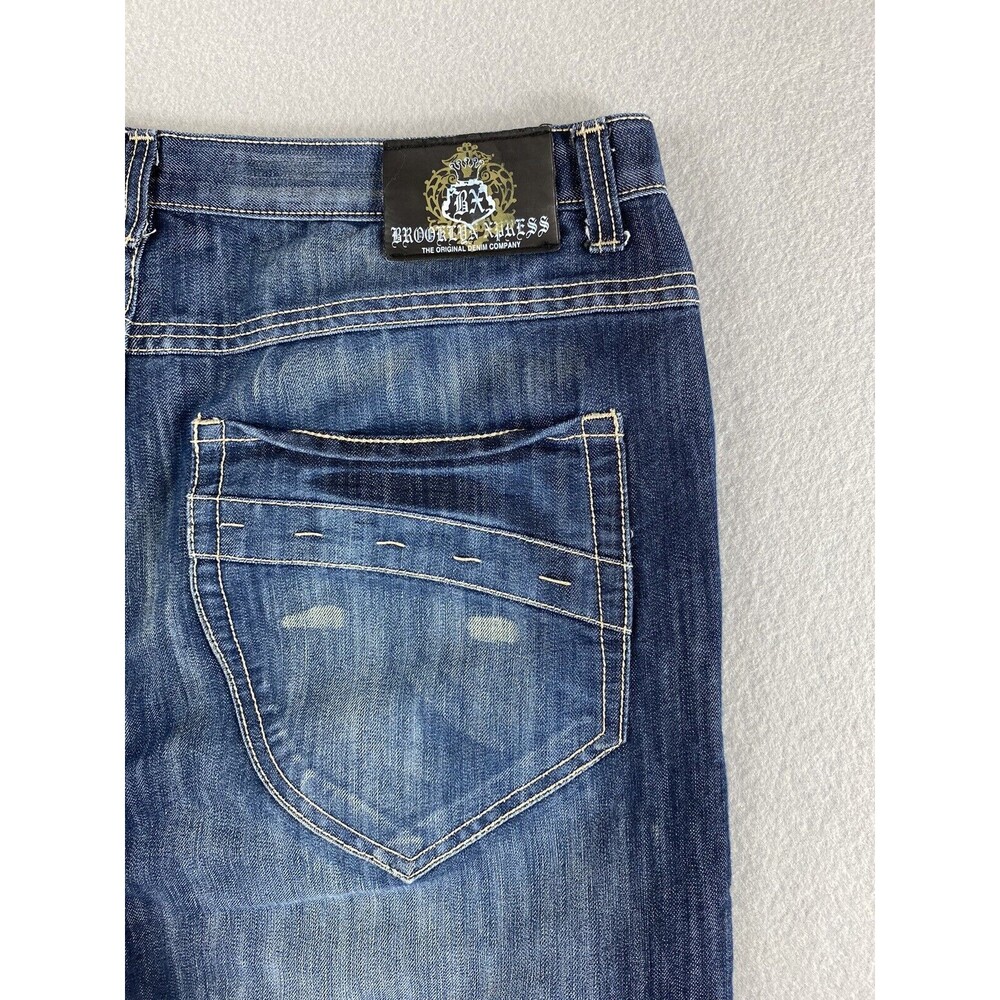 Brooklyn Xpress Jeans 39x31 Blue Denim Baggy Skater Loose Distressed Tag 42x34 - Picture 12 of 13